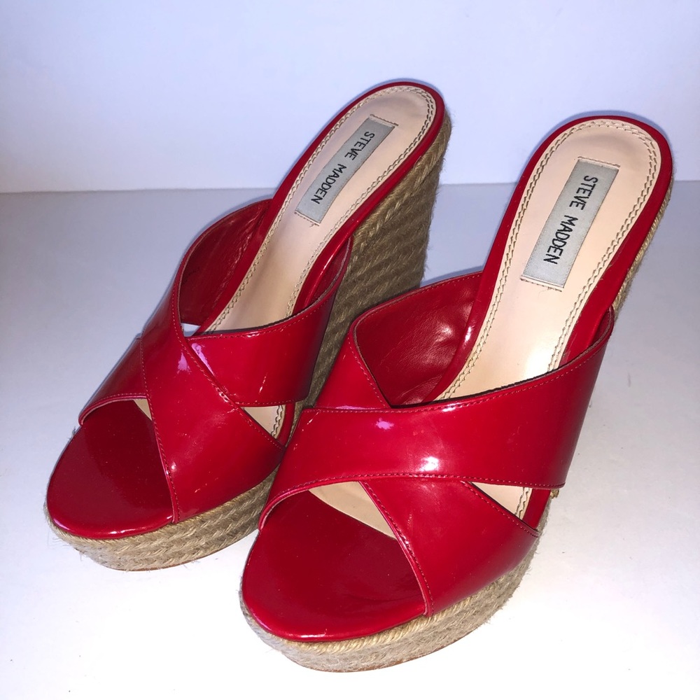 Steve Madden Red Leather Wedge